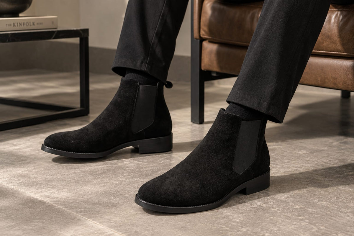 BOTIN CHELSEA GAMUZA NEGRO